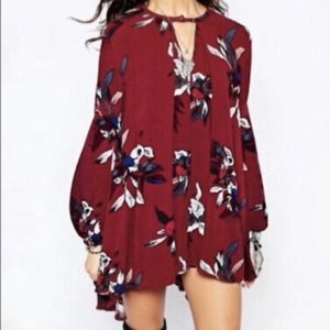 Free People Floral Keyhole Tunic Top